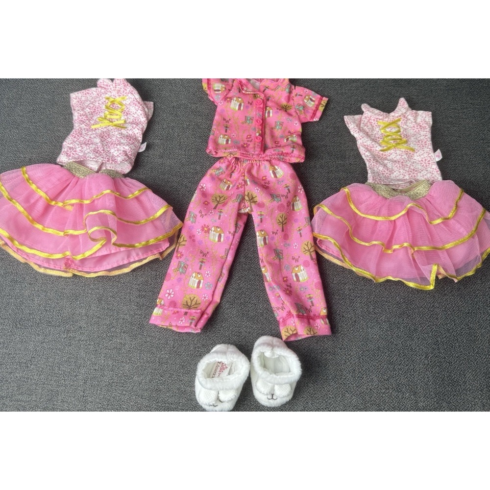 Wellie Wishers From American Girl P.J's Slippers & 2 Matching Shirts And Skirts